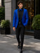 Mens Royal Blue Floral Tuxedo Suit Jacket with Black Shawl Lapel | Slim Fit Luxury Formal Blazer
