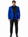 Mens Royal Blue Floral Tuxedo Suit Jacket with Black Shawl Lapel | Slim Fit Luxury Formal Blazer