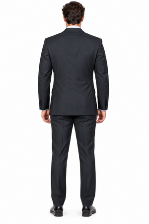 Men's Black On Black Tonal Pinstripe 2-button Shadow Stripe Regular Fit Flat Front Pants Cheap Priced Business Suits Clearance Sale
