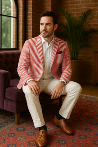 Mens Italian Lavender Seersucker Blazer – Lightweight Summer Striped Suit Jacket - Image 8