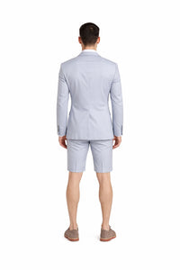 Men's Summer Business Suits With Shorts Pants Set (Sport Coat Looking) Light Gray