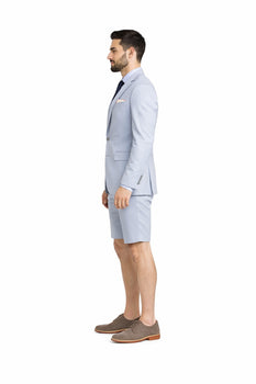 Men's Summer Business Suits With Shorts Pants Set (Sport Coat Looking) Light Gray - Image 7