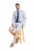 Men's Summer Business Suits With Shorts Pants Set (Sport Coat Looking) Light Gray