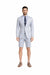 Men's Summer Business Suits With Shorts Pants Set (Sport Coat Looking) Light Gray