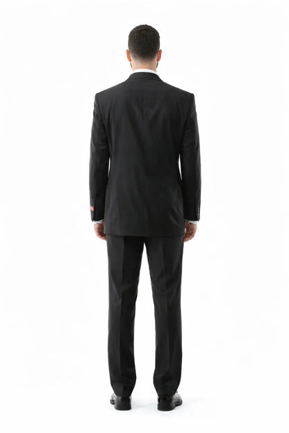 Men's Superior 150s Extra Fine Black 3 pcs Vested Suits with Peak Lapel - Image 2