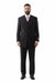Men's Superior 150s Extra Fine Black 3 pcs Vested Suits with Peak Lapel