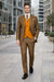 Mens Two Button Peak Lapel Suit Brown ~ Yellow