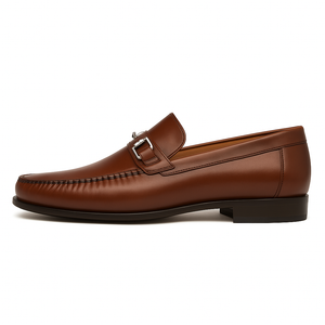 Mens Mezlan Brussels Metal Ornament Calfskin Loafer Dress Shoe in Tan - Image 2