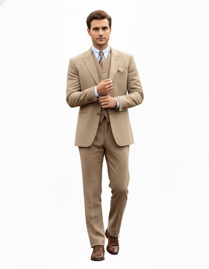 Men's Tan - Coffee Color Outfit Male Attire Great Gatsby Clothing Costumes Suits - Image 3