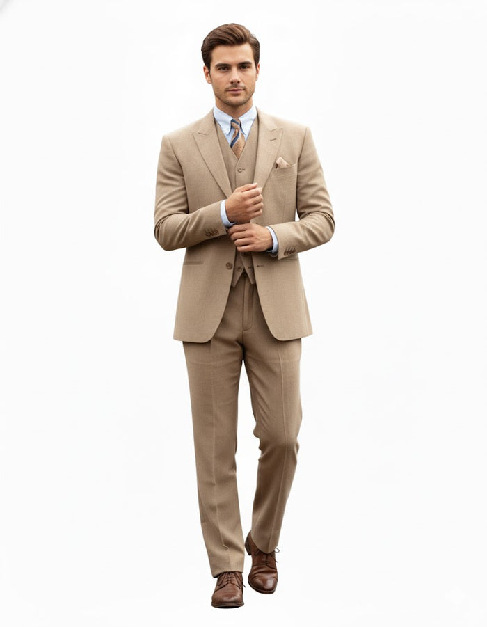 Men's Tan - Coffee Color Outfit Male Attire Great Gatsby Clothing Costumes Suits - Image 3