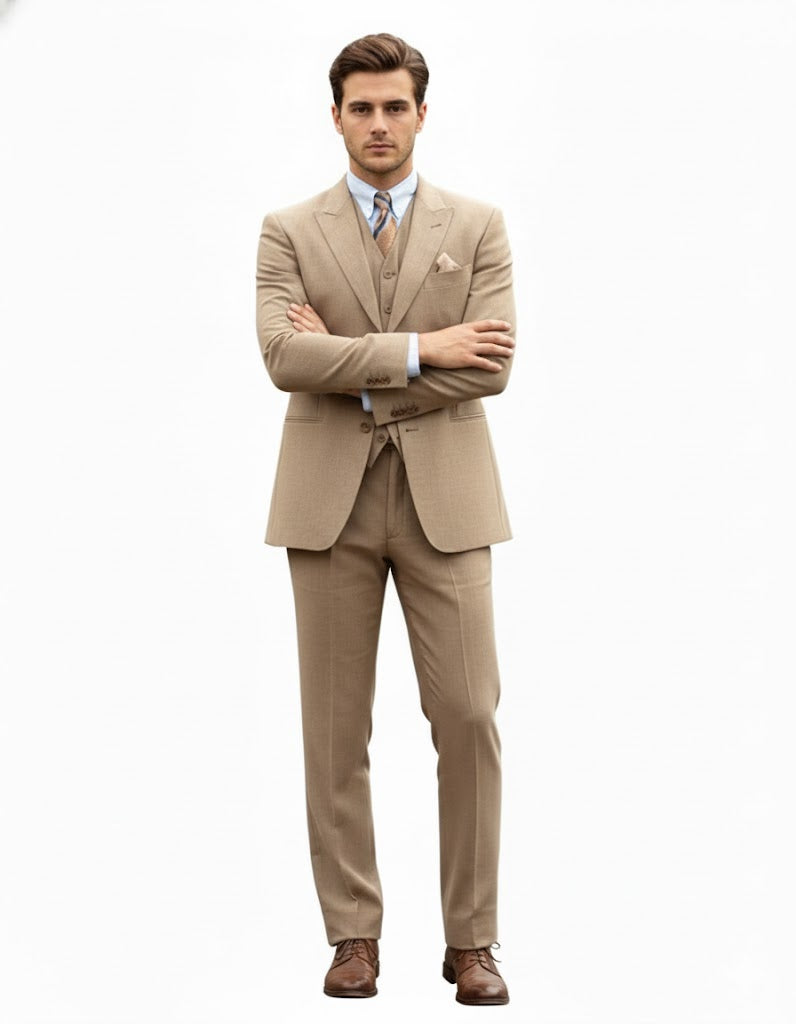 Men's Tan - Coffee Color Outfit Male Attire Great Gatsby Clothing Costumes Suits - Image 4