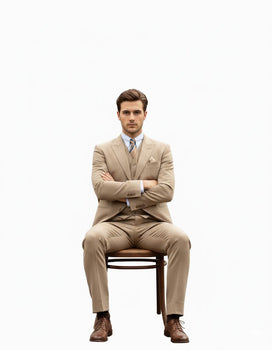 Men's Tan - Coffee Color Outfit Male Attire Great Gatsby Clothing Costumes Suits - Image 5