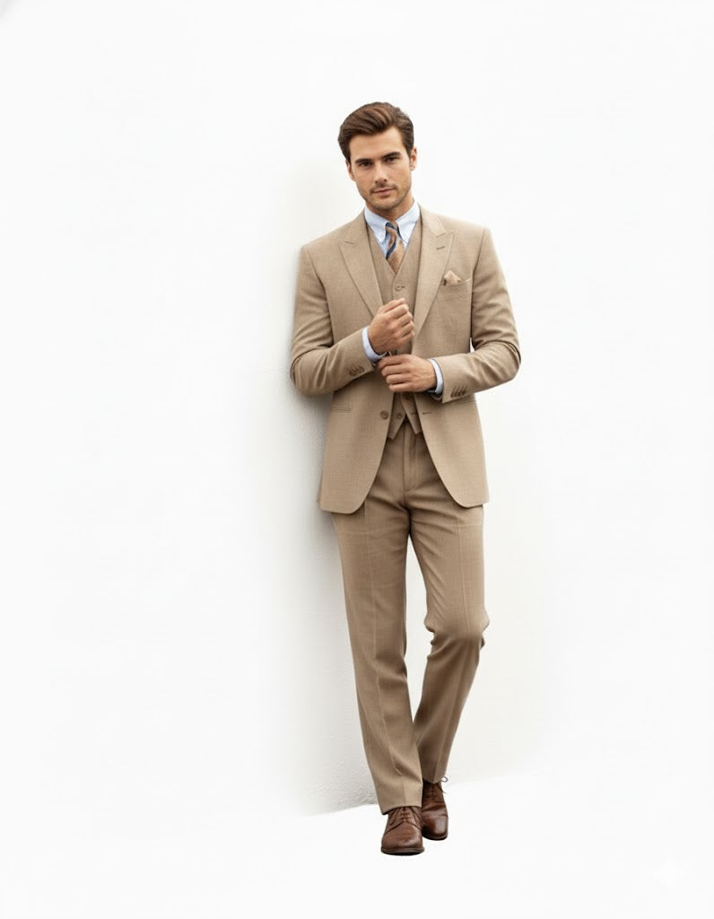 Men's Tan - Coffee Color Outfit Male Attire Great Gatsby Clothing Costumes Suits - Image 6