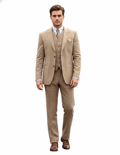 Men's Tan - Coffee Color Outfit Male Attire Great Gatsby Clothing Costumes Suits - Image 8