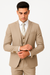 Men’s Tan Modern Fit 3-Piece Suit with Vest – Stylish Vested Formal Wear