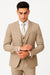 Men’s Tan Modern Fit 3-Piece Suit with Vest – Stylish Vested Formal Wear