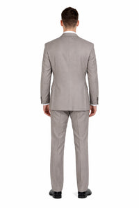 Tan ~ Beige Pinstripe 2 Button Suit  Side Vented Suit Regular Modern Fit Suits Flat Front Pants