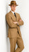 Mens Tan Pinstripe Zoot Suit – 1920s Gangster Vintage 3-Piece Suit with Wide-Leg Pants