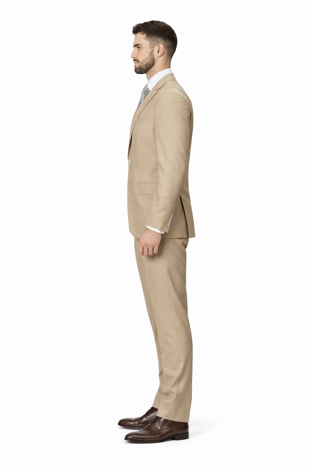Mens Tiglio Tan Slim Fit Wool Suit – Modern Two-Piece Tailored Suit