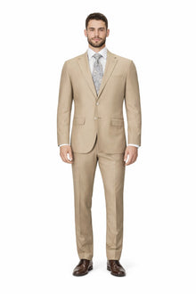 Mens Tiglio Tan Slim Fit Wool Suit – Modern Two-Piece Tailored Suit