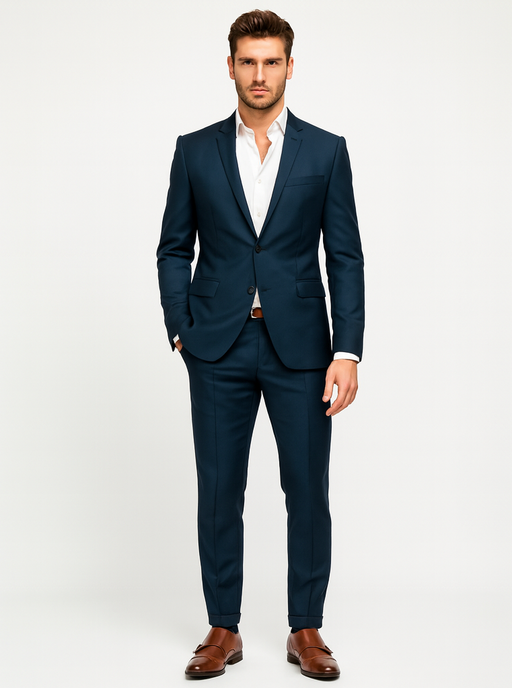 Men's Teal Blue Color Suits Side Vented
