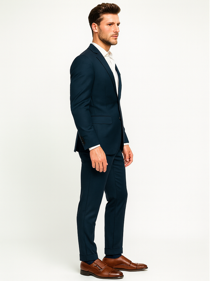 Men's Teal Blue Color Suits Side Vented - Image 3