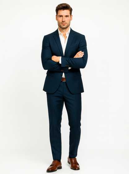 Men's Teal Blue Color Suits Side Vented - Image 5