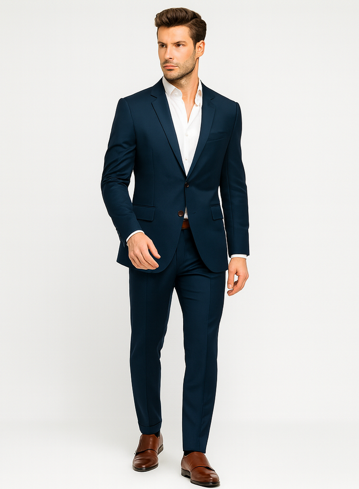 Men's Teal Blue Color Suits Side Vented - Image 7