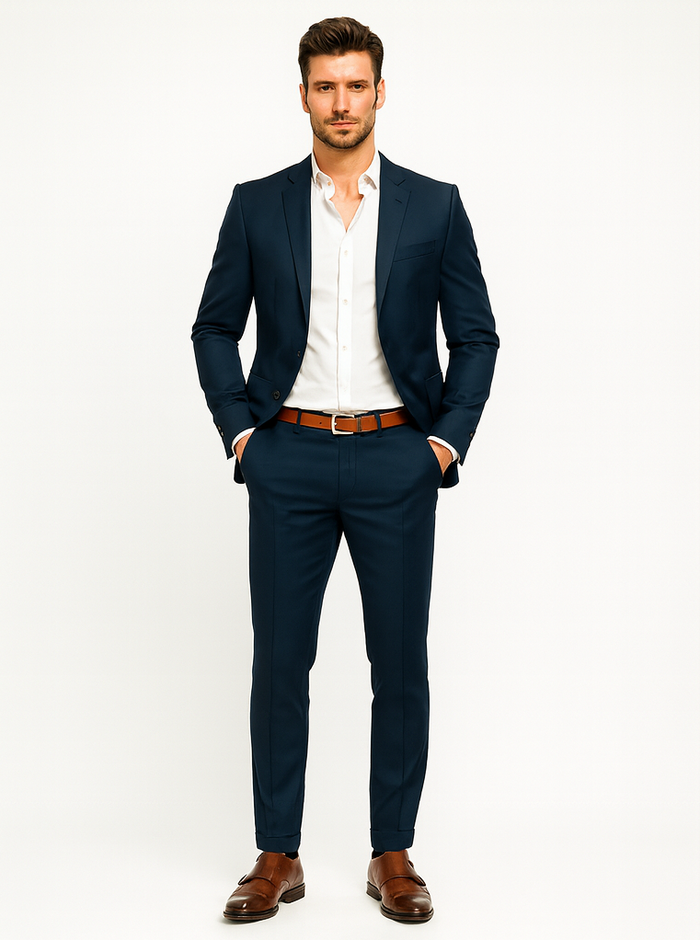 Men's Teal Blue Color Suits Side Vented - Image 6