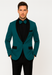 Men's Teal Blue Velvet Tuxedo with Black Satin Lapel and Bow Tie + Black Pants