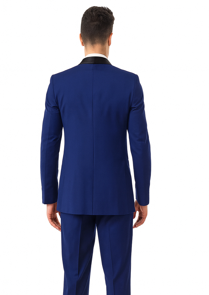 Men'S Teal Dark Navy Shawl Lapel Tuxedo Suit - Image 4