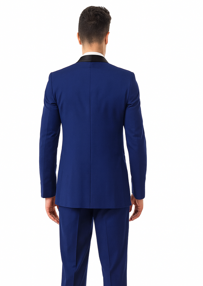 Men'S Teal Dark Navy Shawl Lapel Tuxedo Suit - Image 4