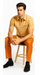 Mens Textured Plaid Walking Suit in Orange/Cream by Dreams by Zacchi – 2 Piece Leisure Outfit with matching shirt and pant -$99