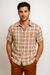 Mens Textured Plaid Walking Suit in Papaya/Cream by Dreams by Zacchi – 2 Piece Leisure Outfit with matching shirt and pant -$99