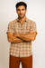 Mens Textured Plaid Walking Suit in Papaya/Cream by Dreams by Zacchi – 2 Piece Leisure Outfit with matching shirt and pant -$99