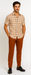 Mens Textured Plaid Walking Suit in Papaya/Cream by Dreams by Zacchi – 2 Piece Leisure Outfit with matching shirt and pant -$99