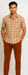 Mens Textured Plaid Walking Suit in Papaya/Cream by Dreams by Zacchi – 2 Piece Leisure Outfit with matching shirt and pant -$99