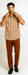 Mens Textured Plaid Walking Suit in Papaya/Cream by Dreams by Zacchi – 2 Piece Leisure Outfit with matching shirt and pant -$99