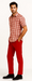 Mens Textured Plaid Walking Suit in Red/Off White by Dreams by Zacchi – 2 Piece Leisure Outfit with matching shirt and pant -$99