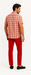 Mens Textured Plaid Walking Suit in Red/Off White by Dreams by Zacchi – 2 Piece Leisure Outfit with matching shirt and pant -$99