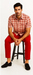 Mens Textured Plaid Walking Suit in Red/Off White by Dreams by Zacchi – 2 Piece Leisure Outfit with matching shirt and pant -$99
