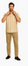 Mens Textured Plaid Walking Suit in tan/cream  by Dreams by Zacchi – 2 Piece Leisure Outfit with  matching shirt and pant -$99