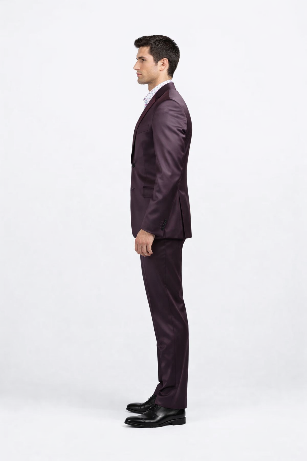 Men's Three Piece Shiny Burgundy ~ Maroon Suit Slim Fit Suit Men's Sharkskin Suit - Image 4