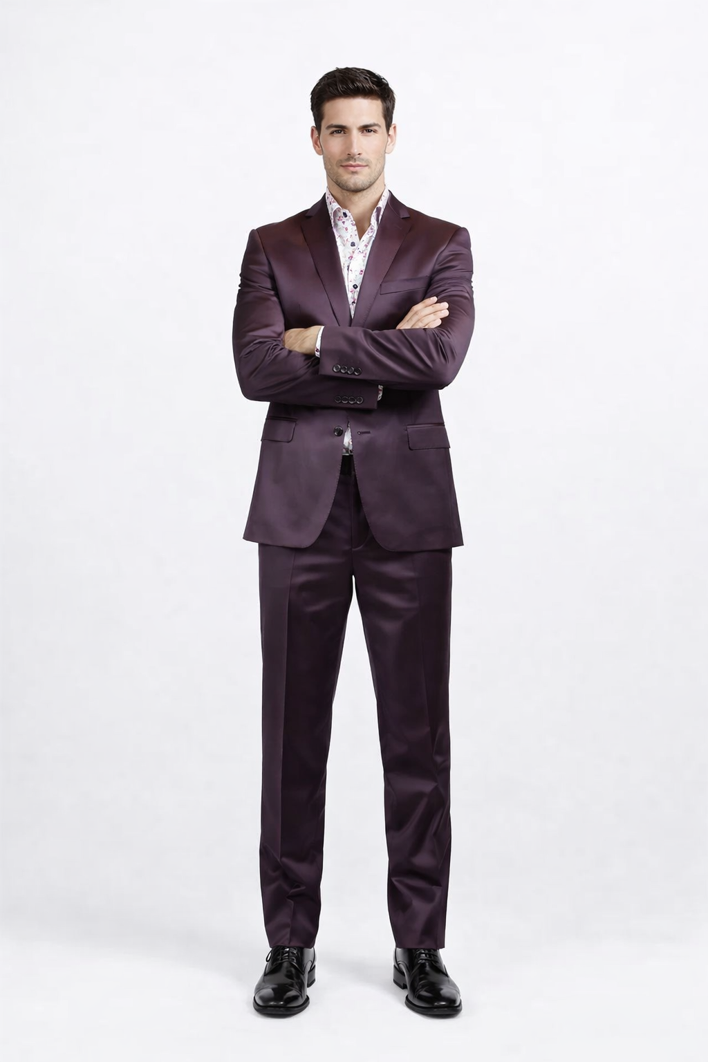 Men's Three Piece Shiny Burgundy ~ Maroon Suit Slim Fit Suit Men's Sharkskin Suit - Image 5