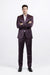 Men's Three Piece Shiny Burgundy ~ Maroon Suit Slim Fit Suit Men's Sharkskin Suit