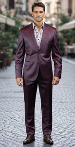 Men's Three Piece Shiny Burgundy ~ Maroon Suit Slim Fit Suit Men's Sharkskin Suit - Image 7
