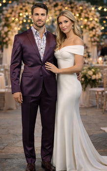 Men's Three Piece Shiny Burgundy ~ Maroon Suit Slim Fit Suit Men's Sharkskin Suit - Image 8