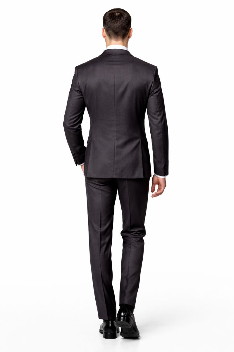 Mens Three Piece Suit - Vested Suit 2 Button Solid Color Heather Charcoal Men'S Suit