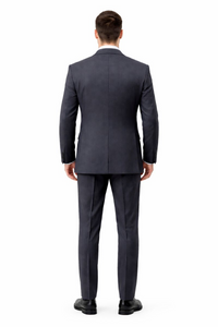 Mens Three Piece Suit - Vested Suit Classic Vested 3 Piece 2 Button Dark Navy Mini Pinstripe Men's Suit Flat Front Pants