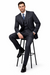 Mens Three Piece Suit - Vested Suit Classic Vested 3 Piece 2 Button Dark Navy Mini Pinstripe Men's Suit Flat Front Pants